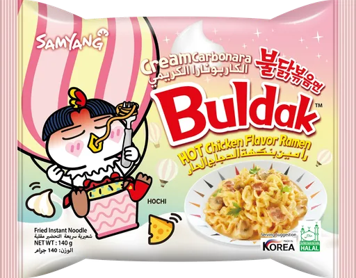 Samyang Buldak Hot Chicken Cream Carbonara Flavor Ramen, Halal, 140g