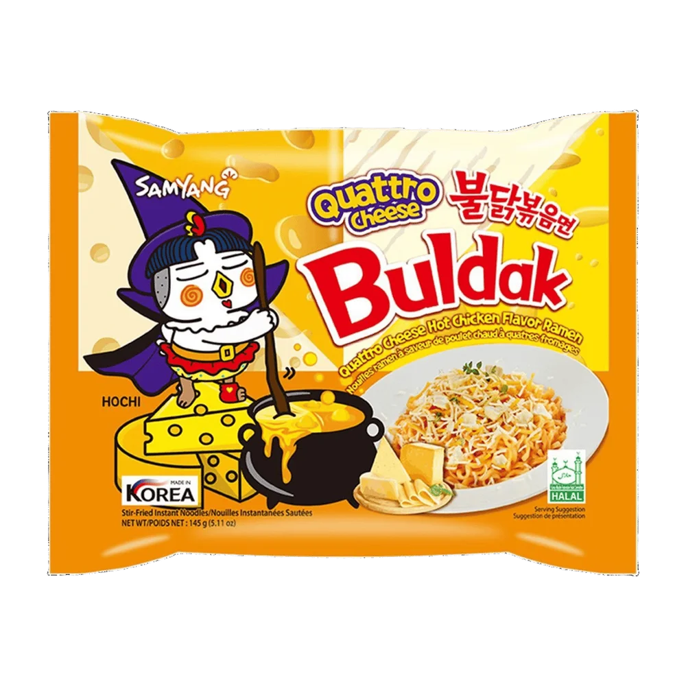 Samyang Buldak Hot Chicken Quattro Cheese Noodle, Halal, 140g