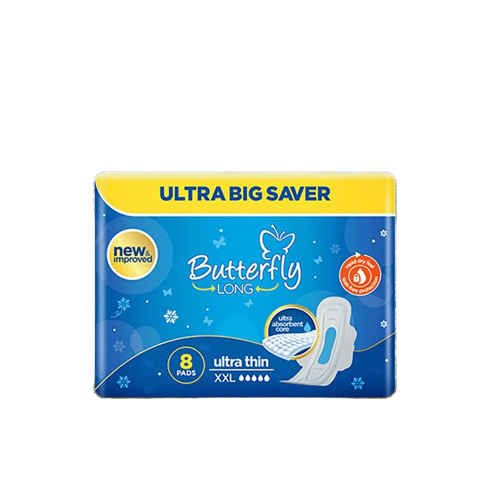 Butterfly Long Wide Size Ultra Napkins, XXL, 8-Pack