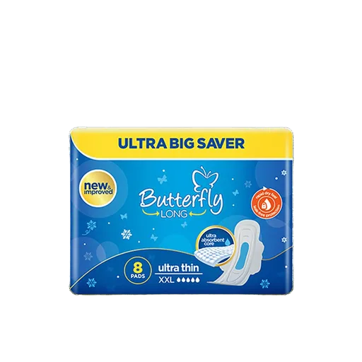 Butterfly Long Wide Size Ultra Napkins, XXL, 8-Pack