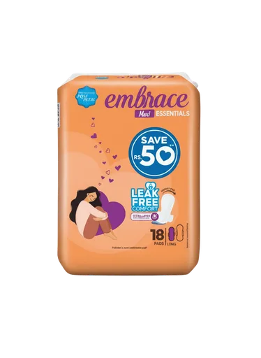 Embrace Essentials Maxi Pads, Long, 18-Pack