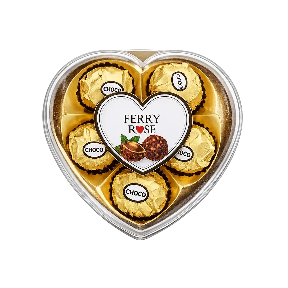 Ferry Rose Peanut Chocolate Heart Wafers - Pack of 5