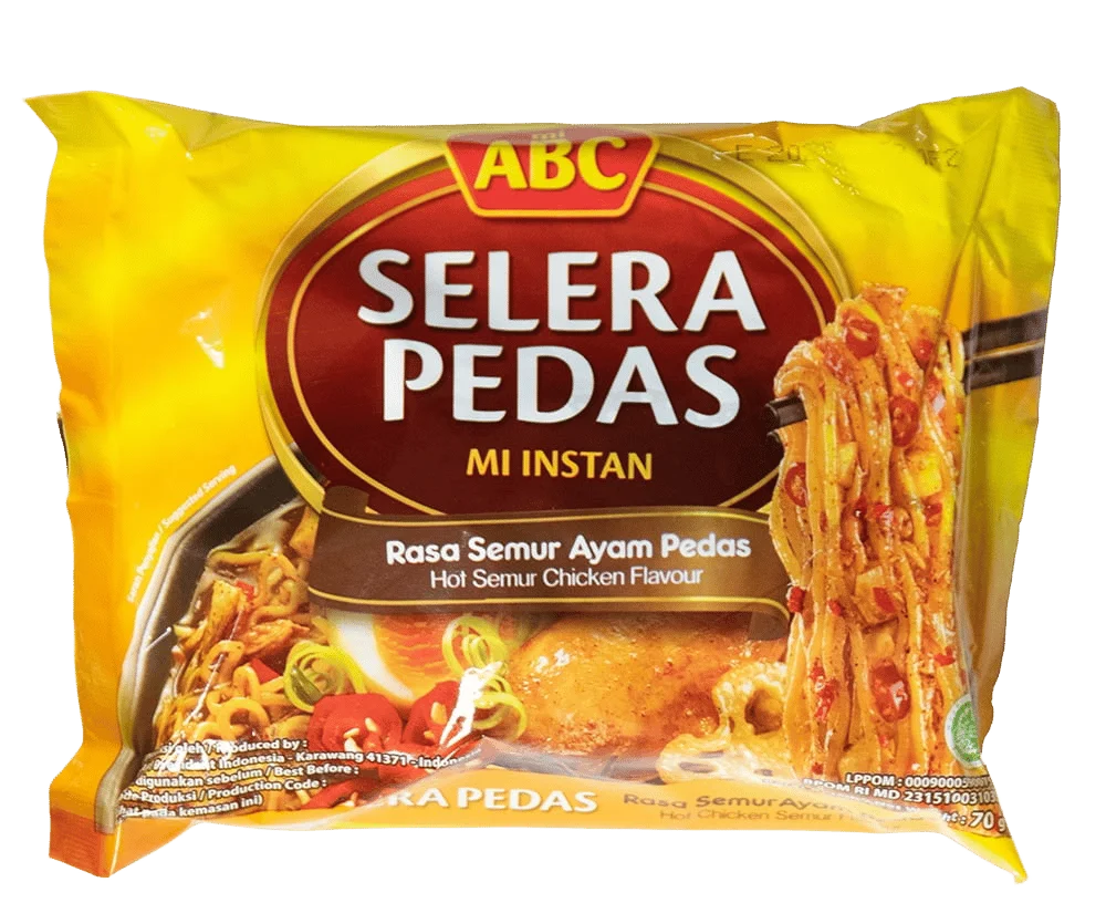 ABC Selera Pedas Mi Instan – 70g Hot Semur Chicken Flavour Instant Noodles