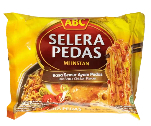 ABC Selera Pedas Mi Instan – 70g Hot Semur Chicken Flavour Instant Noodles