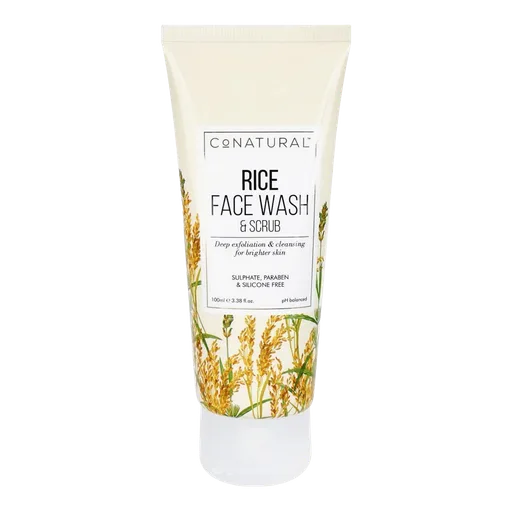 CoNatural 2in1 Rice Face Wash & Facial Scrub, Silicon, Sulphate & Paraben Free, 100ml
