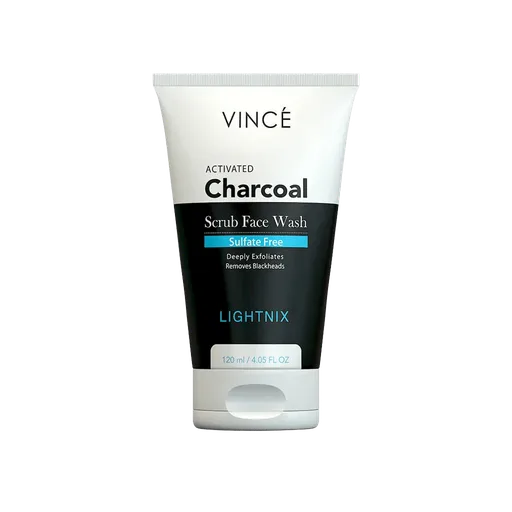 Vince Activated Charcoal Lightnix Scrub Face Wash, Paraben Free, Removes Blackheads, 120ml