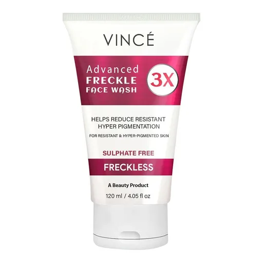 Vince Advanced Freckle Face Wash 3x, Helps Reduce Resistant Hyper Pigmentation, For Resistant & Hyper-Pigmented Skin, Sulphate Free, Freckless, 120ml