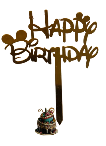 Gold Happy Birthday Cake Topper