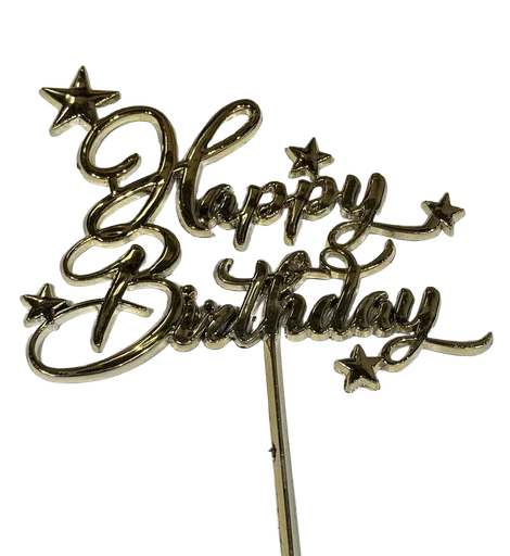Gold Happy Birthday Cake Topper