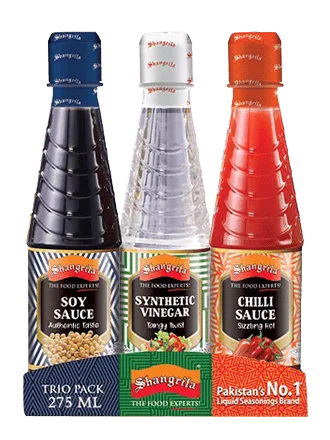 Shangrila Trio Pack, Soy Sauce + Synthetic Vinegar + Chili Sauce, 3x275ml