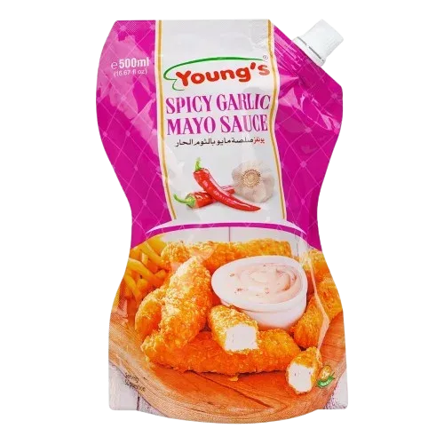 Young's Spicy Garlic Mayo Sauce, 500ml Pouch