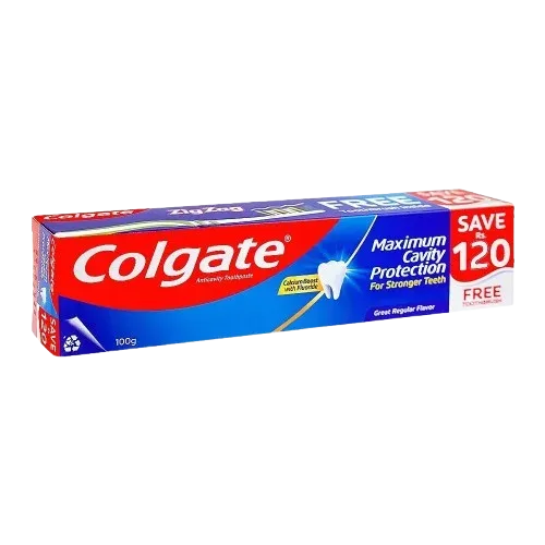 Colgate Maximum Cavity Protection Great Regular Tooth Paste 100gm Brush Pack Save Rs.120/-