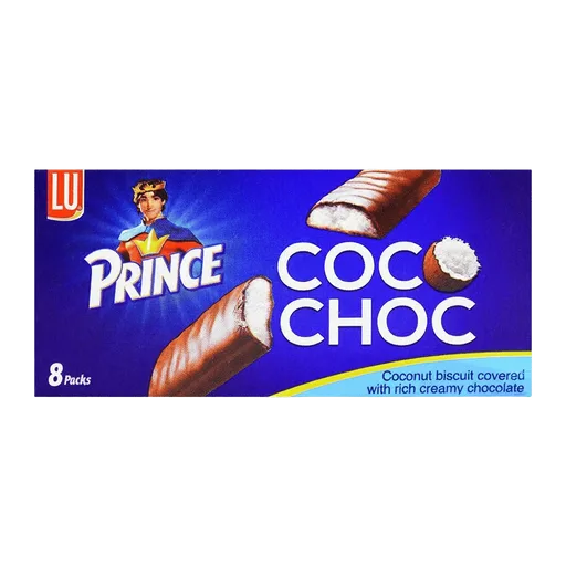 LU Prince Coco Choc Covered Biscuit, Snack Pack Box, 8 Pieces