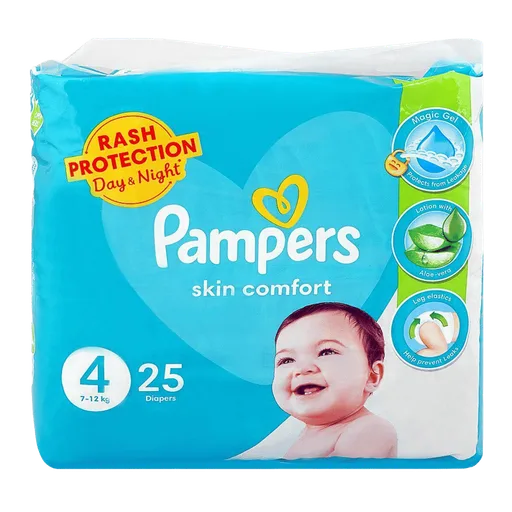 Pampers Skin Comfort Diapers, No.4, 7-12 Kg, 25-Pack