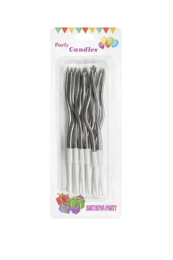 Silver Curly Candle 12 Pcs