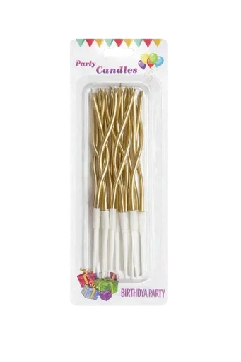 Gold Curly Candle 12 Pcs
