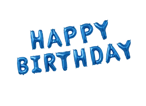13 Blue Happy Birthday Balloon Pieces