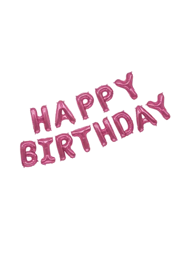 13 Pink Happy Birthday Balloon Pieces