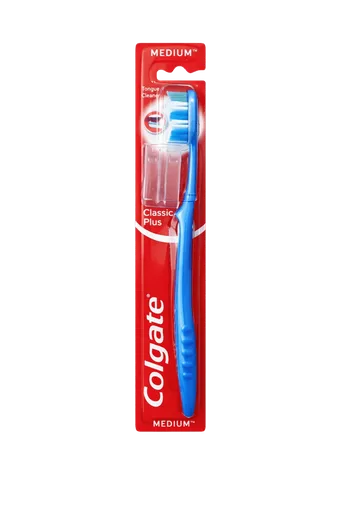 Colgate Toothbrush Medium, Classic Plus Tongue Cleaner