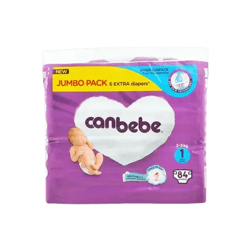 Newborn, No.1, 2-5KG, 84-Pack, Canbebe Diaper, Jumbo Pack