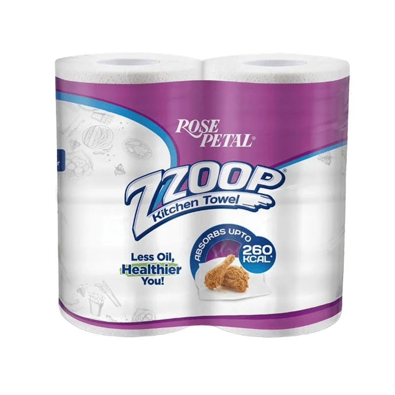 Rose Petal Zzoop Kitchen Towel Tissue Roll, Twin Pack