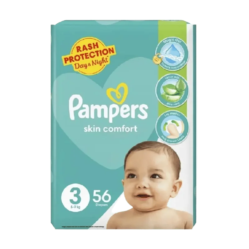Pampers Skin Comfort Diapers, No.3, 5-9 Kg, 56-Pack