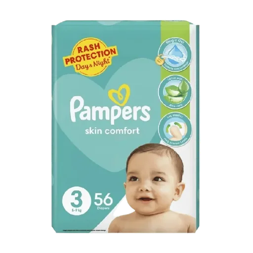 Pampers Skin Comfort Diapers, No.3, 5-9 Kg, 56-Pack