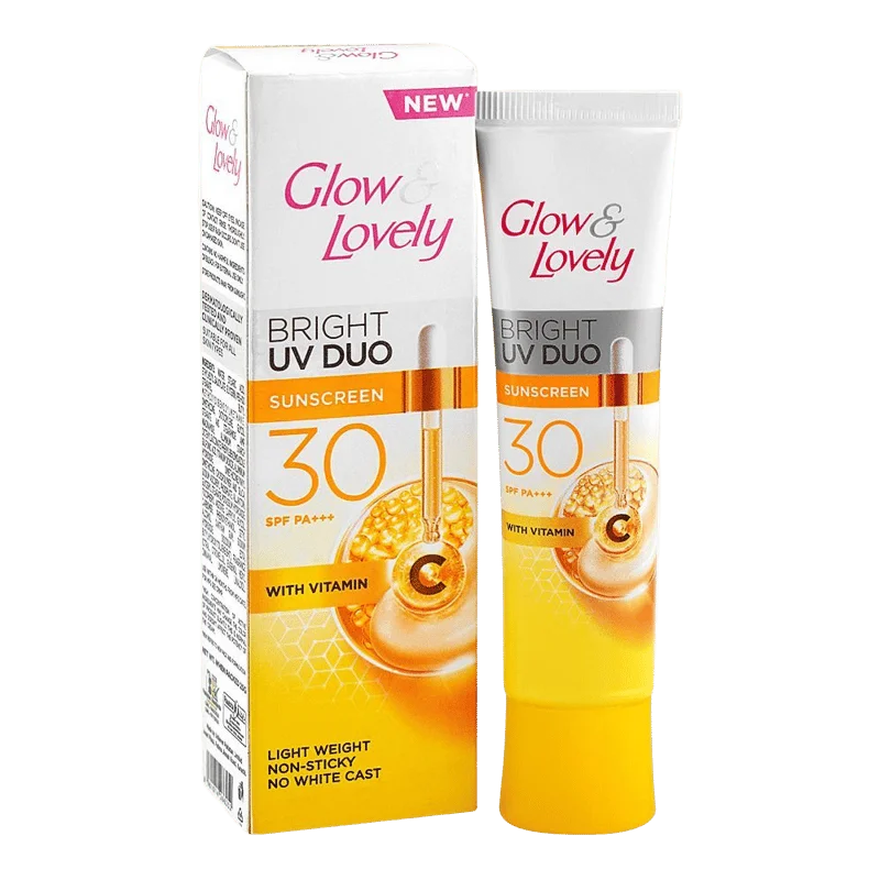 Glow & Lovely Bright UV Duo Sunscreen, SPF30 PA+++ With Vitamin C, 50g