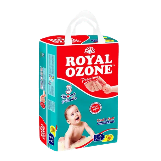 Size 4 Large Royal Ozone Premium Baby Diaper ( 9-18Kg ) 50Pcs
