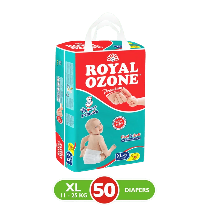 Size 5 XL Royal Ozone Premium Baby Diaper ( 11-25Kg ) 50Pcs