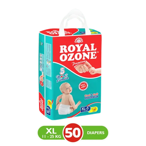 Size 5 XL Royal Ozone Premium Baby Diaper ( 11-25Kg ) 50Pcs