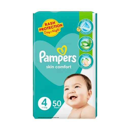 Pampers Skin Comfort Diapers, No.4, 7-12 Kg, 50-Pack