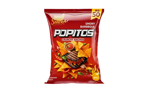 Popitos Crunchy Nachos Smoky BBQ Flavoured Snack, RS 50