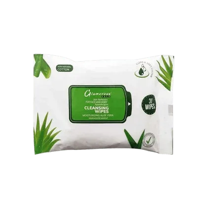 Glamorous Face Aloe Vera Face And Body Cleansing Wipes, GF1042, 30-Pack