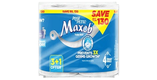 Rose Petal Maxob Toilet Roll Tissue, 3+1 Offer Pack