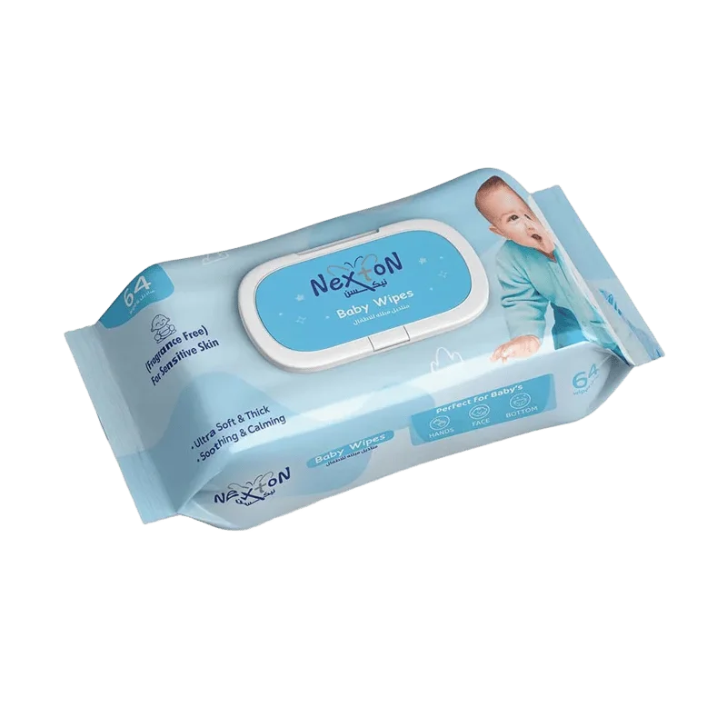 Nexton Baby Wipes 64 PCS, For Sensitive Skin ( Fragrance-Free )