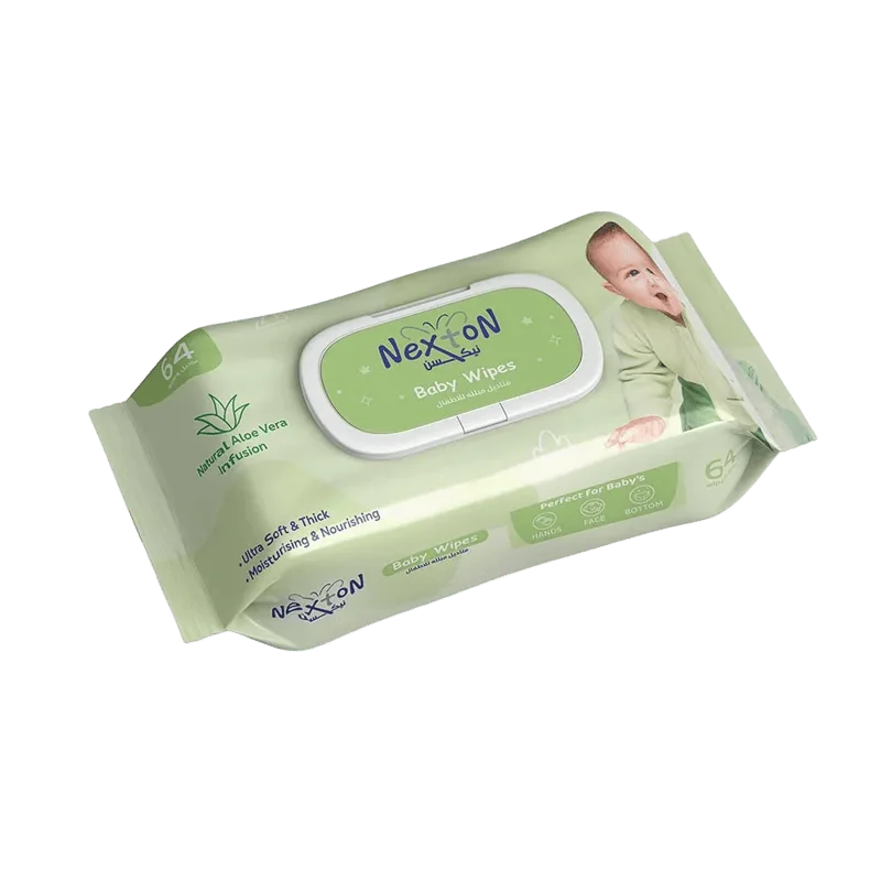Nexton Baby Wipes 64 PCS, Natural Aloe-Vera Infusion