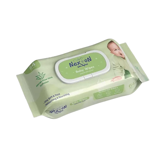 Nexton Baby Wipes 64 PCS, Natural Aloe-Vera Infusion