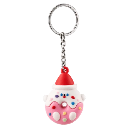 Pink/Red Donut Keychain Cute Cartoon Animal Bear With Hat