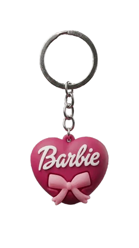 Cute Dark Pink Barbie Heart Keychain
