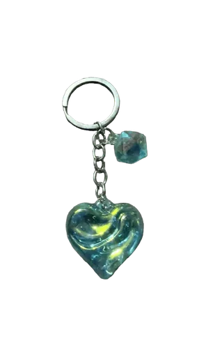 Shiny Crystal Keychain Heart Green
