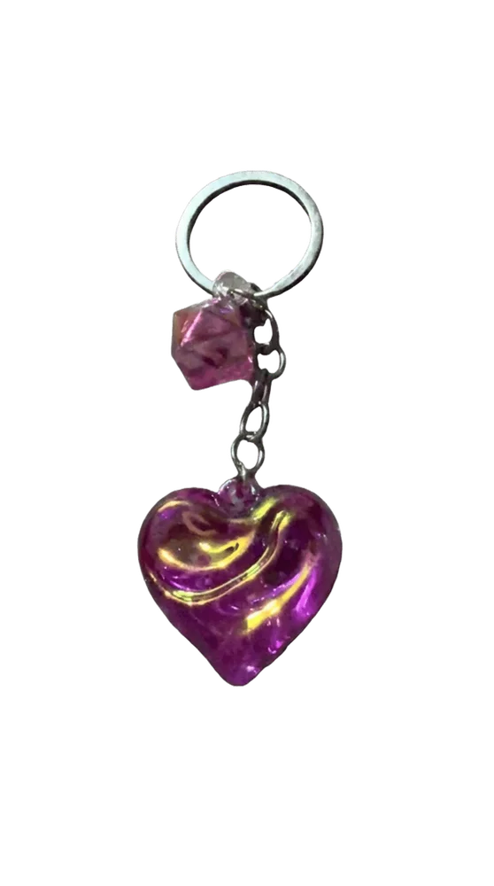 Shiny Crystal Keychain Heart Dark Pink