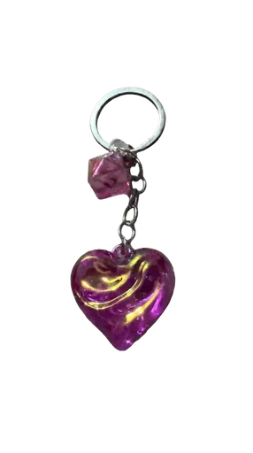 Shiny Crystal Keychain Heart Dark Pink