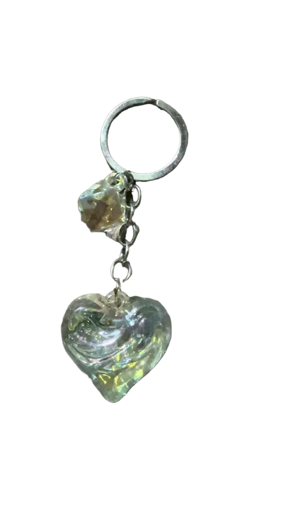 Shiny Crystal Keychain Heart White