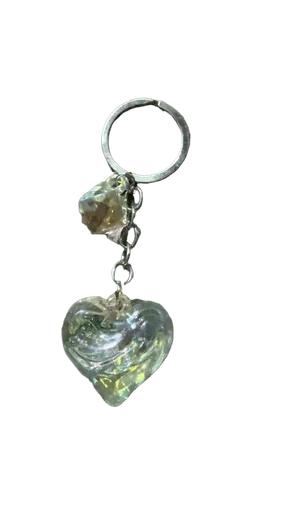 Shiny Crystal Keychain Heart White