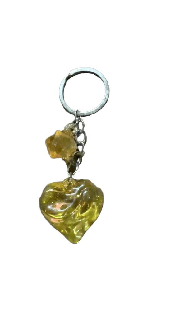 Shiny Crystal Keychain Heart Yellow