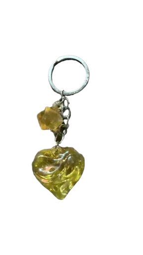 Shiny Crystal Keychain Heart Yellow