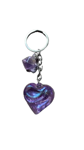 Shiny Crystal Keychain Heart Purple