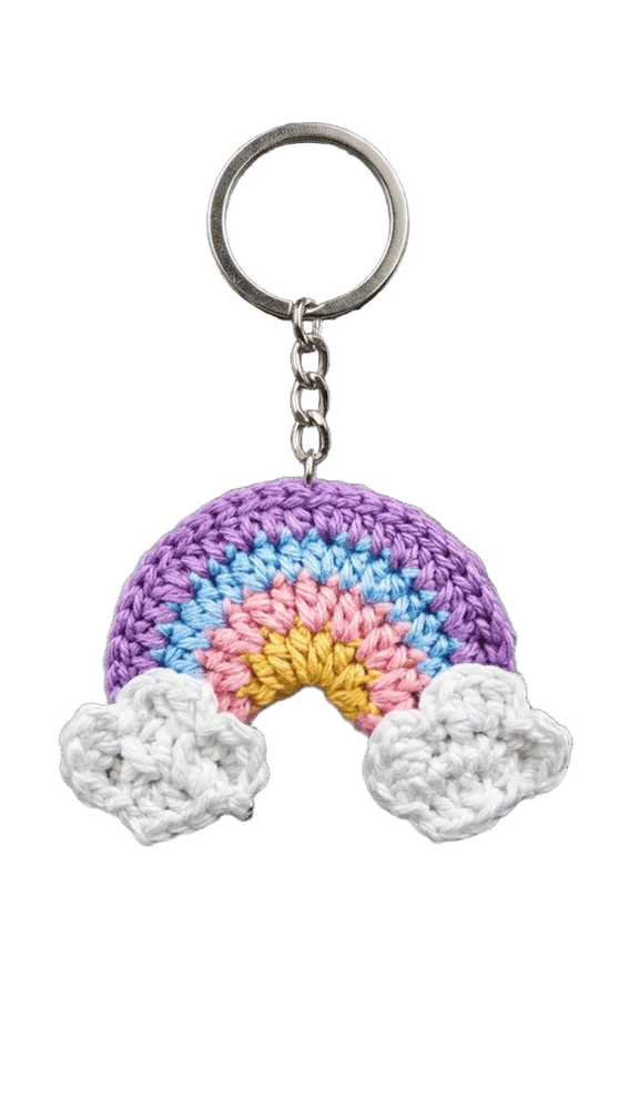 Crocheted Rainbow Keychain
