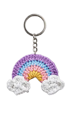 Crocheted Rainbow Keychain